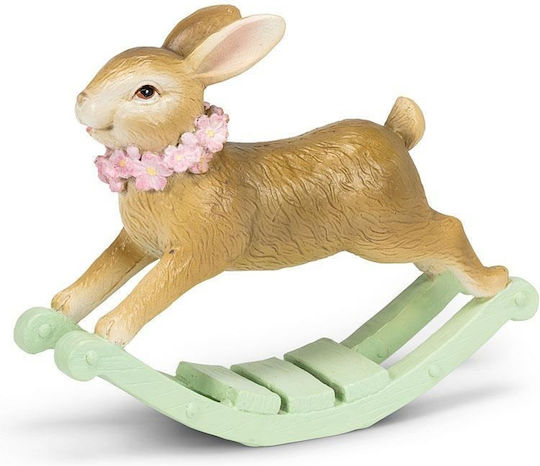 Osterdekoration Hase auf Schaukelstuhl 16 cm Gold