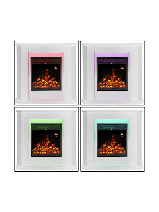Bakaji Wall Mounted Electric Fireplace 2000W 96x68cm White