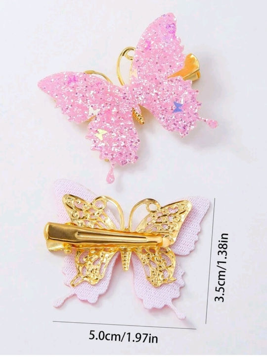 Elecool Clamă de păr pentru copii Butterfly Strass Roz