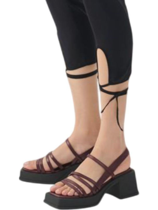 Cherry Leder Damen Sandalen Burgundisch