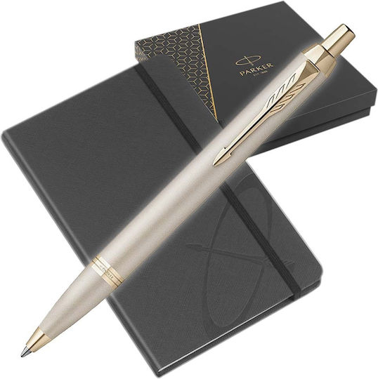 Parker Desk Set with Notebook and Pen Permanent Im Monochrome Champagne 2pcs