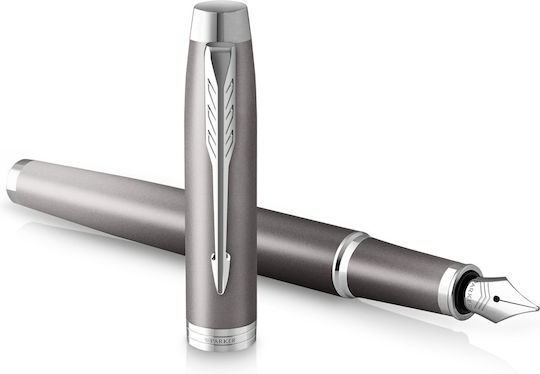 Parker Parker Füllfederhalter Set Mittel Graue aus Messing mit Blauer Tintenfarbe
