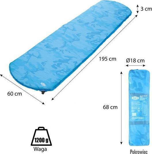 Nils Αυτοφούσκωτο Ημίδιπλο Υπόστρωμα Camping 195x68cm Πάχους 5cm Μπλε