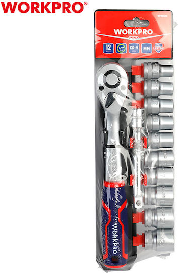 WorkPro Ратчетни и гнездови гарнитури 1\2" 12бр