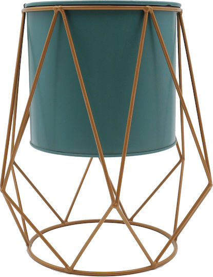 Uncle George Planter Metal Green with Stand 21.5x21.5x23.5cm.