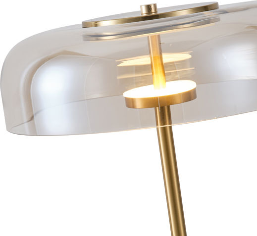 Eurolamp Lobby Metall Tischlampe LED mit Gold Schirm und Basis