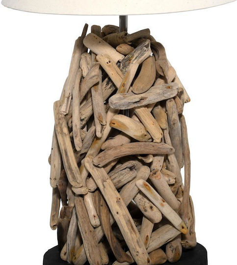 Fylliana Kinoz Wood Table Lamp for Socket E27 with Beige Shade and Base