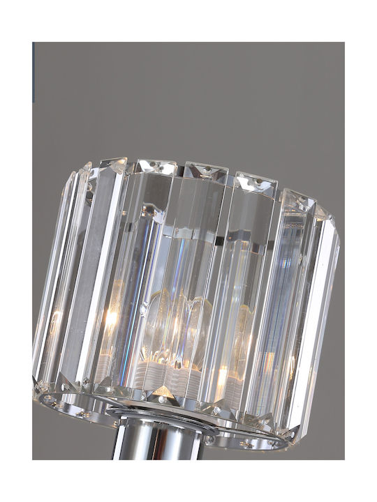 Agora Lighting Кристална Настолна лампа за Цокъл E27 с Прозрачен Абажур и Сребрист Основа