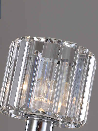 Agora Lighting Κρυστάλλινο Πορτατίφ για Ντουί E27 με Διάφανο Καπέλο και Ασημί Βάση