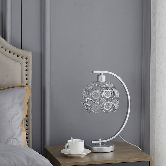 Agora Lighting Metal Table Lamp for E27 Socket with Silver Shade and Base