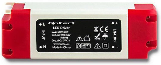 Qoltec Sursă de alimentare LED IP20 Putere 36W cu Tensiune de Ieșire 12V