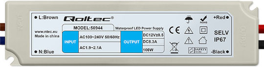 Qoltec Τροφοδοτικό LED Στεγανό IP67 Ισχύος 100W με Τάση Εξόδου 12V
