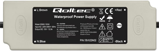 Qoltec Τροφοδοτικό LED Στεγανό IP67 Ισχύος 150W με Τάση Εξόδου 12V