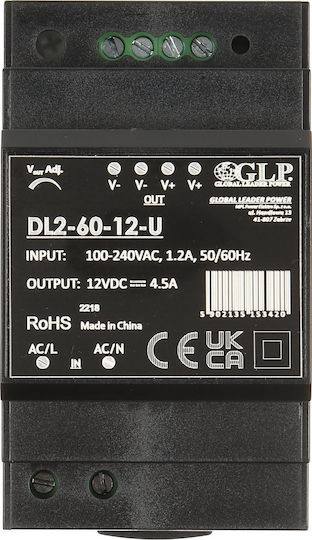 Dl2-60-12-u Power Supply Glp/Dl2 Power Supplies Glp 12V 4.5A 54W Din Rail PSU