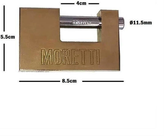 Moretti Λουκέτο Τάκου με Κλειδί 90mm Κίτρινο