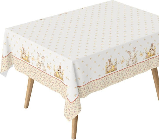 Față de masă de Paște 100% bumbac 140x180cm Club Cotton Ginny Iepurași Fluturi