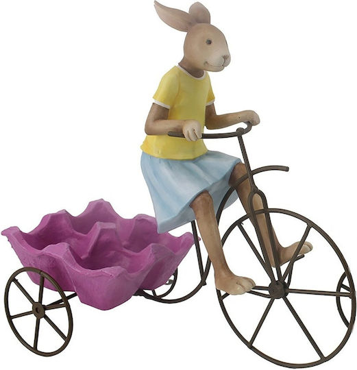 Suport Ouă Decorativ de Paște Iepuraș pe Bicicletă 24 Cm Multicolor