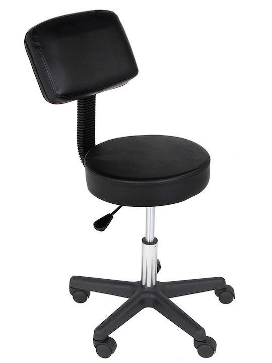 Office Desk Stool with Backrest Black 55x55x92cm