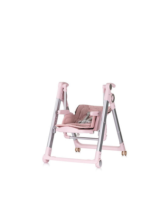 Chipolino Super Chef Foldable Baby Highchair 2 in 1 with Adjustable Height Pink Marshmallow