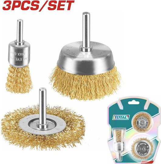 Total TAC310031 Wire Brush Bell for Drill 25.4mm Set of 3pcs