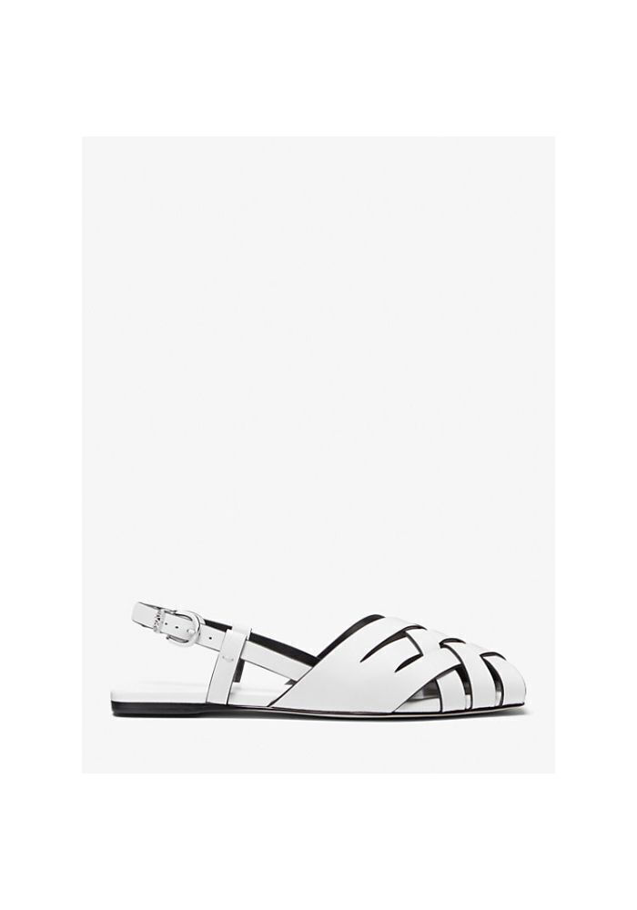Michael Kors Leather Women's Flat Sandals in White Color