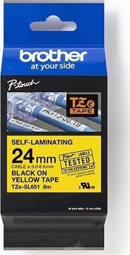Brother TZe-SL651 Label Maker Tape 8m x 24mm in Yellow Colour Compatible with Brother TZe/TZ