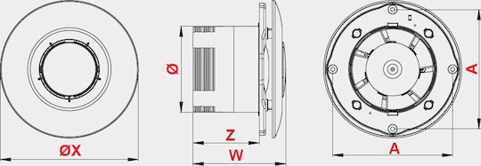 Awenta Bathroom Ventilator Awenta Wxo125h Orbit Fi125mm 160m3/h 16w 230v Humidity Sensor Timer White