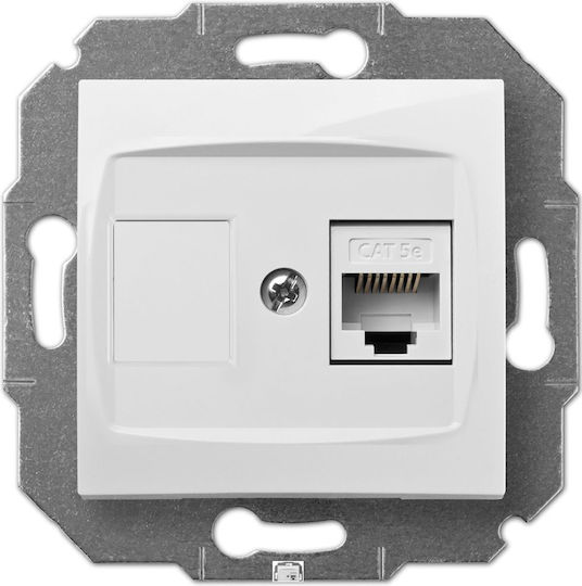 Elektro Plast Single External Network Socket RJ45 Type Cat5 in White Color 1748-10