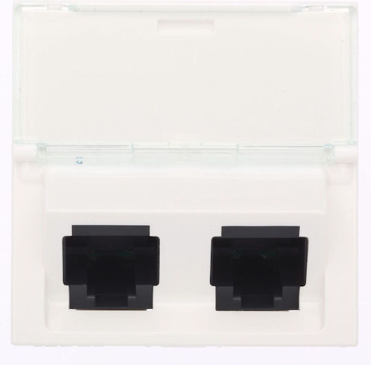 Legrand Mosaic Διπλή Πρίζα Δικτύου RJ45 με Πλαίσιο σε Λευκό Χρώμα 76502