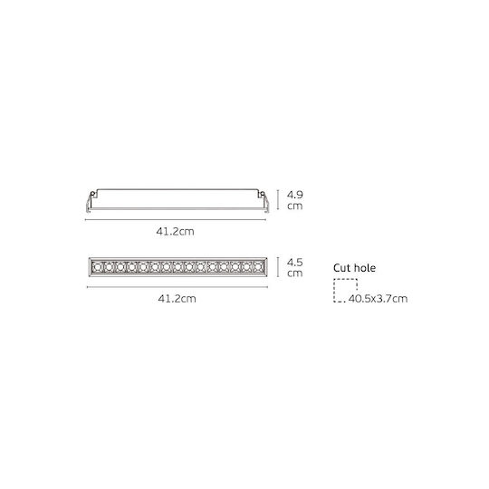 VK Lighting Commercial Linear Recessed LED Ceiling Light Warm White IP20 L41.2xD4.9xH4.5cm