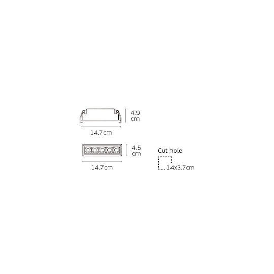 VK Lighting Commercial Linear Recessed LED Ceiling Light Warm White IP20 L14.7xD4.9xH4.5cm