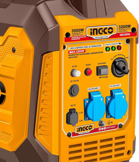Ingco Silent Generator Suitcase Inverter Gasoline Four-stroke with Handle and Maximum Power 4kVA