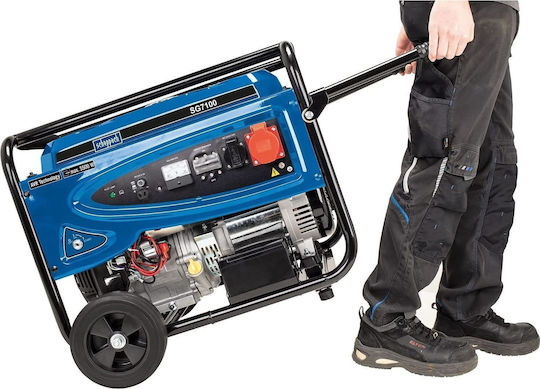 Scheppach SG7100 Generator Benzină (în patru timpi) Patru timpi cu Autostart, Roți și Putere Maximă 5.5kVA