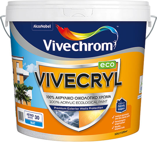Vivechrom Vivecryl Eco Basis D Plastik Farbe für Äußeres Verwendung Weiß 3Es