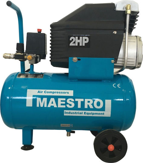 Maestro Einphasig Luftkompressor 96dB mit Leistung 2hp und Lufttank 24Es MAC-24
