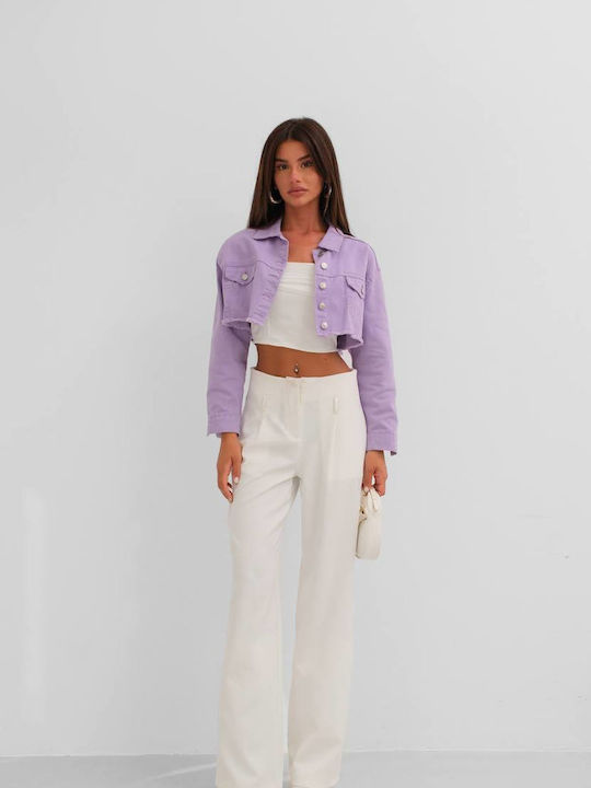 Zuschneiden Damen Jeansjacke Purple