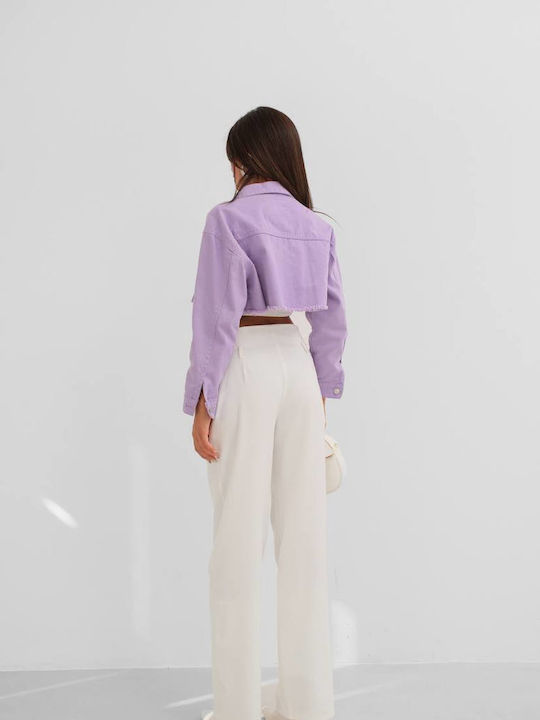 Zuschneiden Damen Jeansjacke Purple