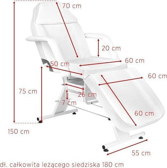 Scaun Pentru Cosmetică Alb Cu Mecanism Hidraulic De Ridicare
