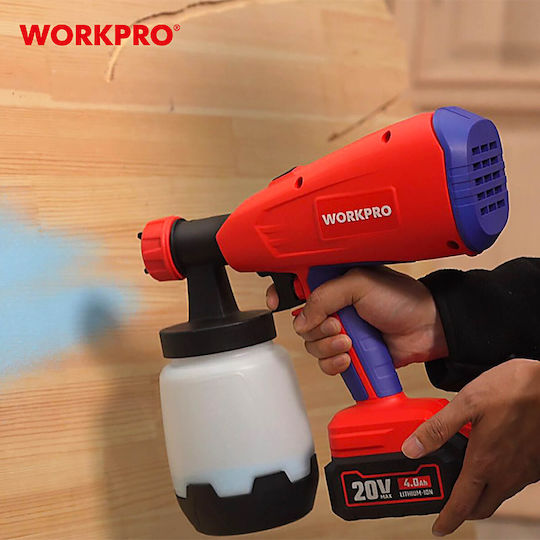 WorkPro WP397005 Ηλεκτρικό Πιστόλι Βαφής 20V Solo με Δοχείο 0.76lt