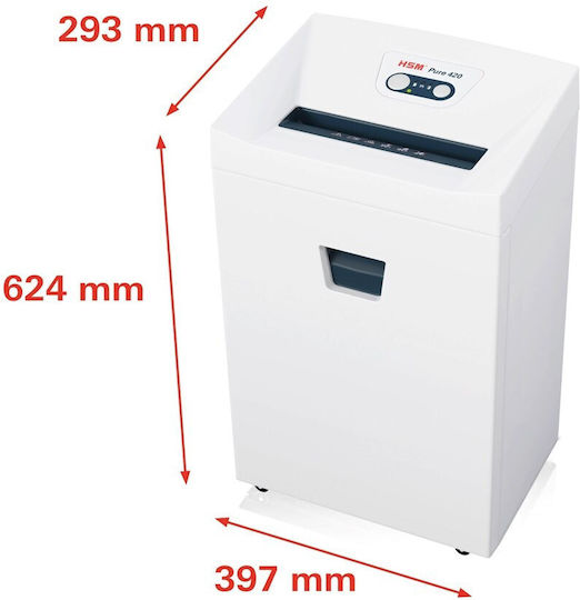 HSM Καταστροφέας Εγγράφων και CD Pure 420 4.5x30mm Strip Cut 15 Φύλλων με Κάδο 35lt