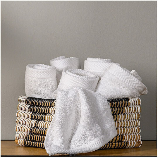Astron Italy Flat Hotel Towel Face 100x50cm White Meander Weight 500gsm
