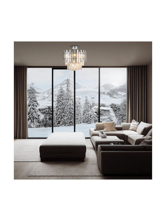 Eko Light Aspen Kronleuchter mit Kristallen Silbern