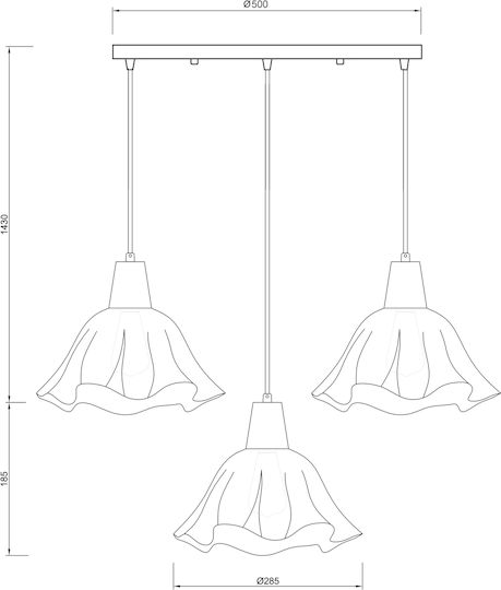 Agora Lighting Ballerina Adjustable Pendant Light White Rail with Socket E27 82x90x90cm