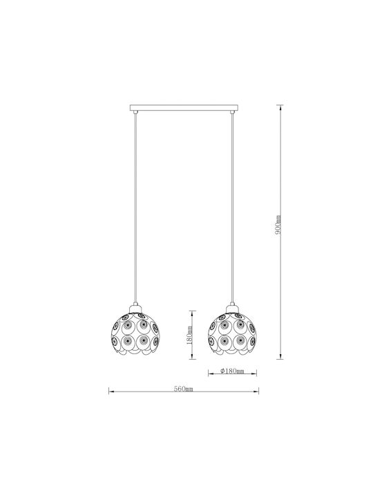 Agora Lighting Ρυθμιζόμενο Κρεμαστό Φωτιστικό Florence Ράγα με Ντουί E27 56x56x90εκ.