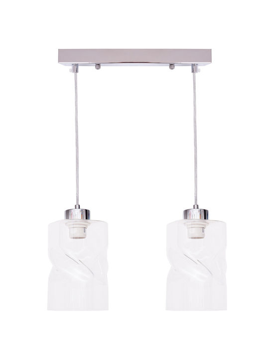 Agora Lighting Ρυθμιζόμενο Κρεμαστό Φωτιστικό Twisted Glass Scandinavian Ράγα με Ντουί E27 36x46x90εκ.