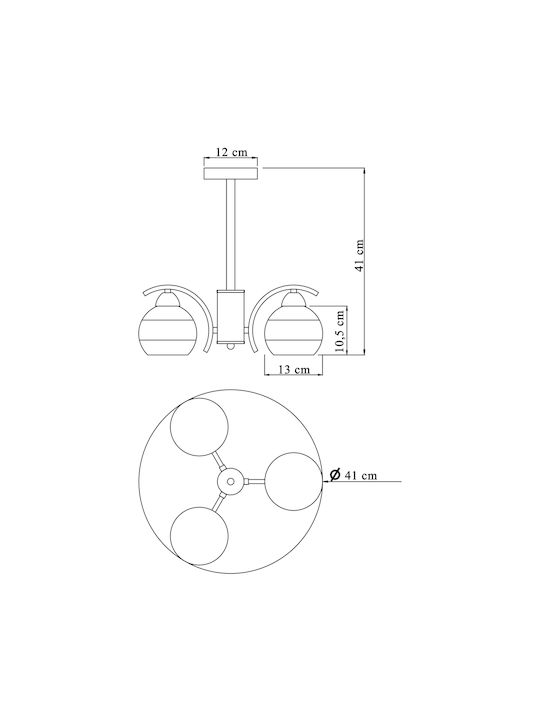 Agora Lighting Висящо Осветително Тяло Сребрист с Цокъл E27 41x41x41см.