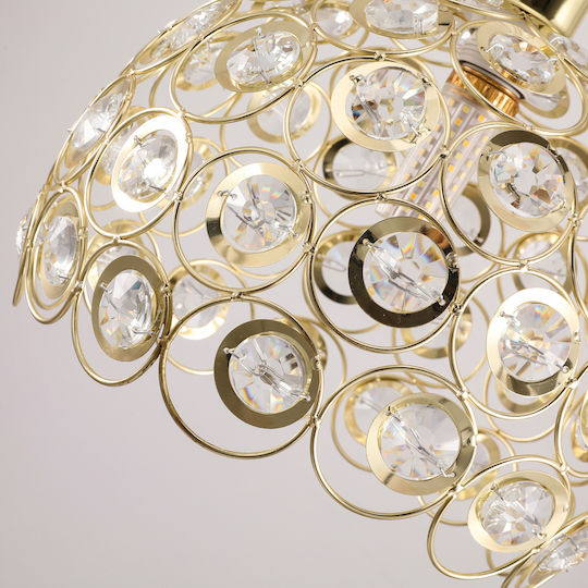 Agora Lighting Hängelampe Gold mit Kristallen