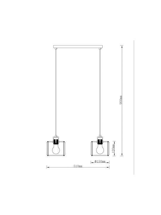 2-bulb Kwarc Pendant Lamp Crystal Lampshade