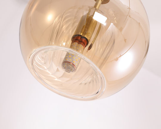 Agora Lighting Регулируема Висящо Осветително Тяло Златист Топка с Цокъл E27 25x25x125см.