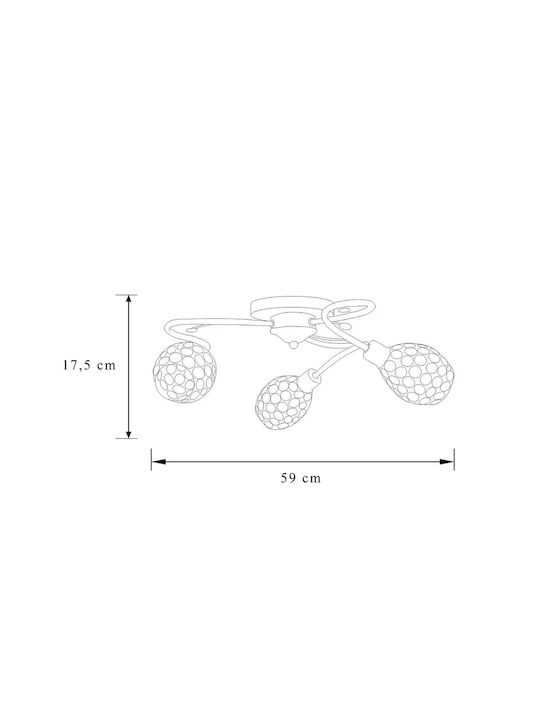 Agora Lighting Ceiling Mount Light 59cm Silver with Socket E14